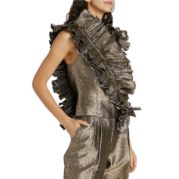 AKNVAS Blair Metallic Ruffle Top - Picture 2 of 10
